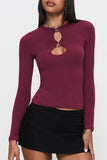 Stylish Ring Detail Long-Sleeve Top
