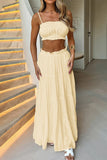 Ruffle Crop Top and Maxi Skirt Set