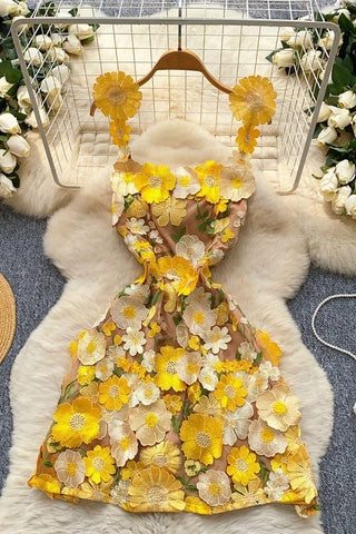 Floral Appliqué Cami Mini Dress