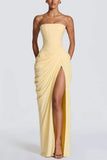 Strapless Evening Gown with Side Slit