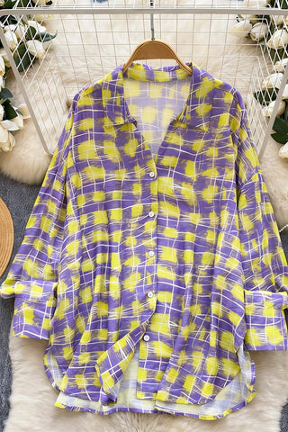 Button-Down Patterned Blouse