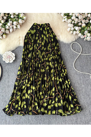 Floral Pleated Maxi Skirt