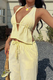 Halter Top and Wide-Leg Pants Set
