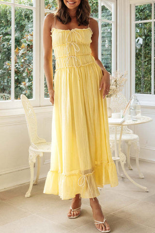 Ruffle Hem Bow Midi Dress