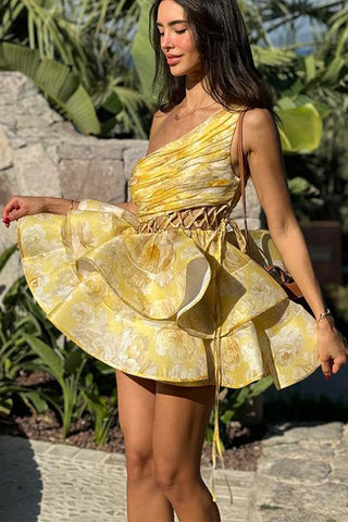 Floral Ruffled Casual Mini Dress