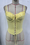 Lace-Up Ruched Camisole Top