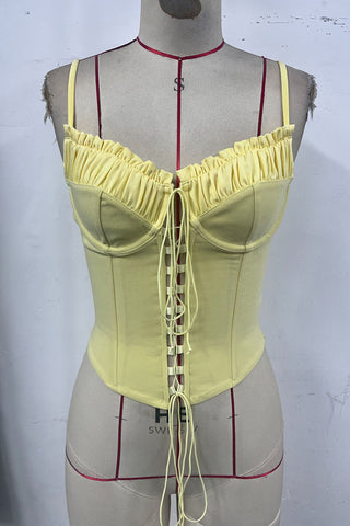 Lace-Up Ruched Camisole Top
