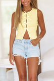 Lace-Up Ribbed Tank Top