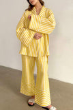 Striped Wrap-Front Pants Set
