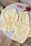 Striped Tie-Front Pants Set