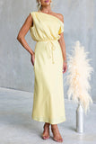 Elegant One-Shoulder Casual Dress