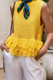 Fringe Hem Crochet Tank Top