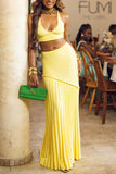 Pleated Skirt and Crop Top Set