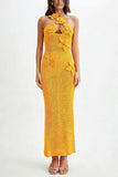 Elegant Crochet Halter Maxi Dress