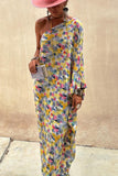 One-Shoulder Patterned Maxi Dress