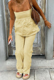 Strapless Top and Flared Pants Set