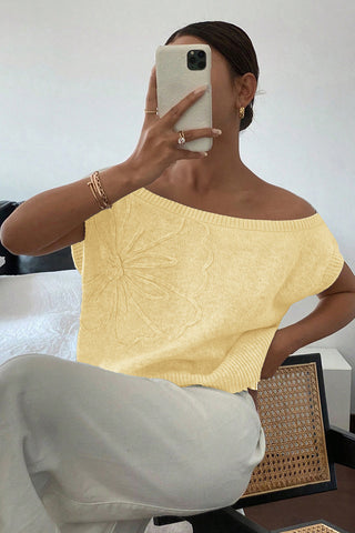 Off-Shoulder Floral-Patterned Sweater