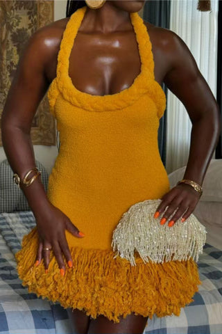 Textured Fringe Casual Dress
