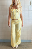 Strapless Striped Pants Set