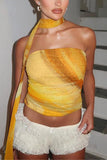 Abstract Print Strapless Tank Top