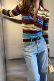 Striped Button-Front Cardigan