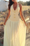 Halter Button-Accent Casual Dress