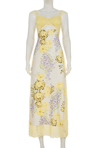 Floral Lace Trim Casual Dress
