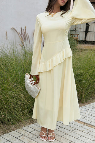 Long-Sleeve Ruffle Casual Dress
