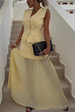 Elegant Button-Detail Skirt Set