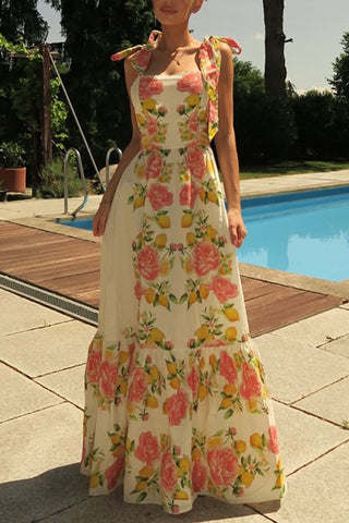 Tie-Strap Floral Maxi Dress