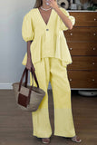 Casual Wide-Leg Pants Set