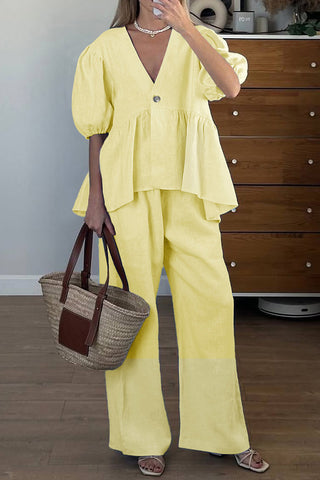 Casual Wide-Leg Pants Set