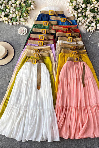 Tiered Maxi Skirt with Belt