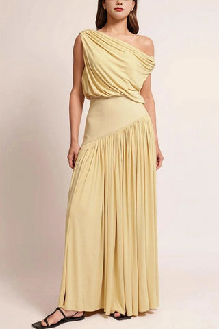 Draped One-Shoulder Maxi Dress