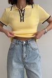 Polo-Collar Button-Up T-Shirt