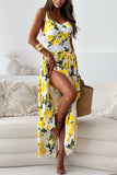 Lemon Print Flowy Sleeveless Dress