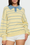 Striped Sweater with Contrast Collar
