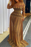 Long-Sleeve Patterned Maxi Dress