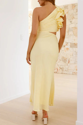 One-Shoulder Ruffle Cutout Dress