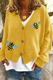 Bee Embellished Button-Up Cardigan