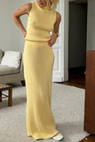 Chic Ribbed Knit Skirt Set