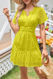 Eyelet Puff Sleeve Mini Dress