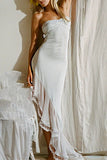 Strapless Asymmetrical Evening Dress