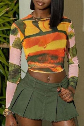 Artistic Print Long Sleeve T-Shirt