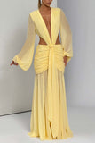 Draped Cutout Casual Maxi Dress