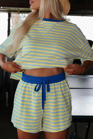 Stripe Trim Boxy Short Set