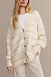Striped Button-Front Cardigan