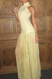 Sleeveless Maxi Dress with Sheer Overlay