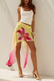 Floral Draped Midi Skirt