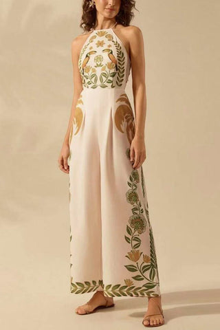 Halter Neck Botanical Jumpsuit